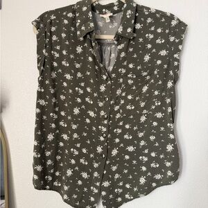Floral Button-Down Shirt - Dark Green